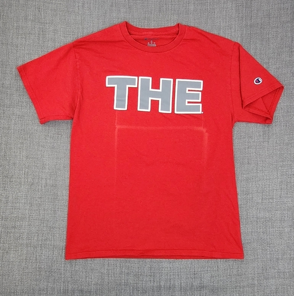 Champion Red "THE" Ohio State Buckeyes 100% Cotton T-Shirt. Medium.